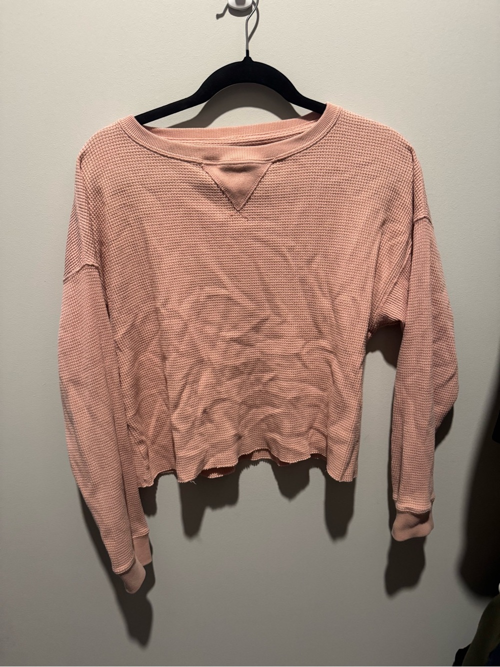 Abercrombie & Fitch Waffle Knit Long Sleeve Top - Dusty Pink